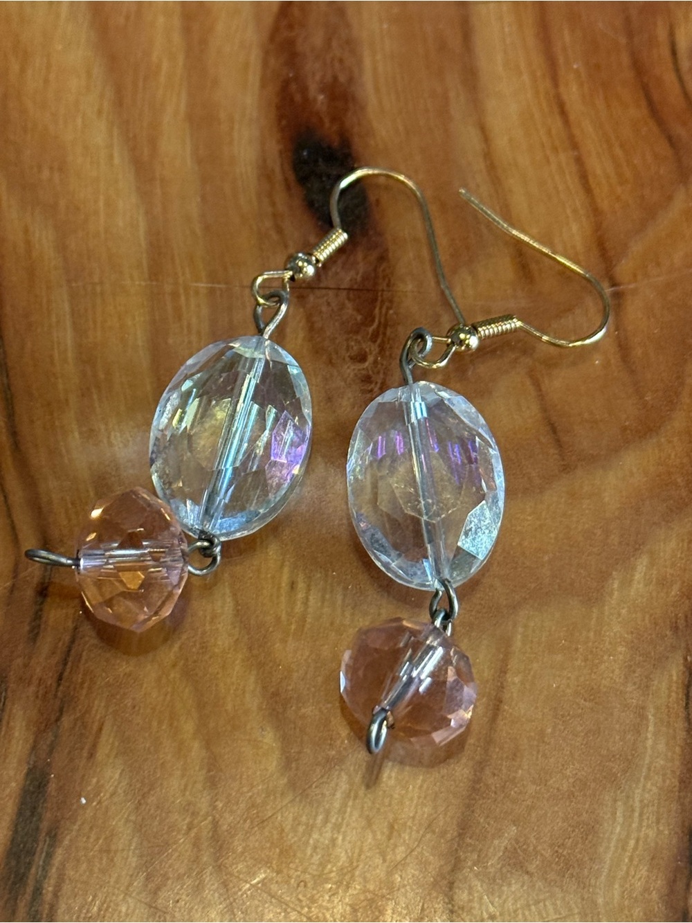 Crystal Drop Dangle Earrings - Pink and Clear
